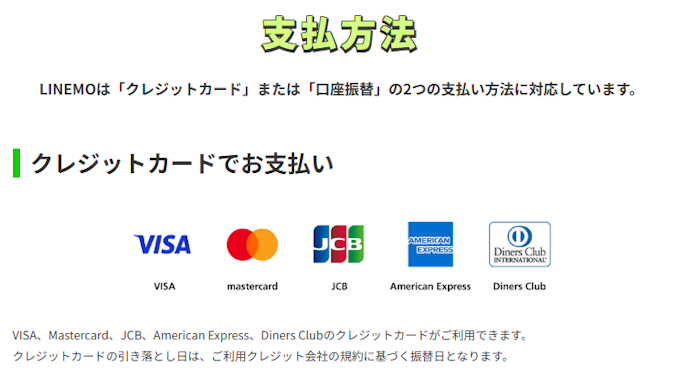 クレジットカードまたは銀行口座