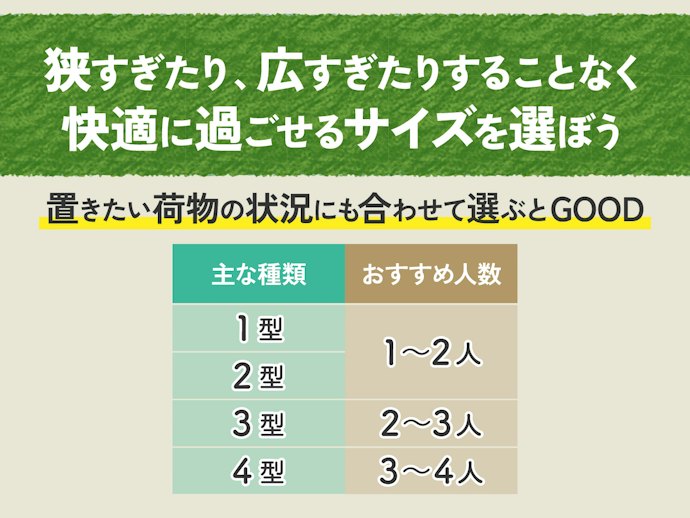 人数に合わせて適切なサイズを選ぼう