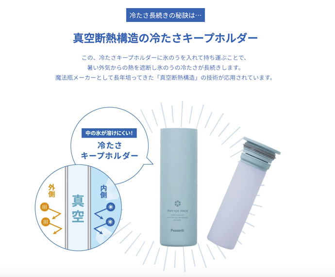 氷を入れて持ち歩く。たったそれだけ、ピーコックならではの"堅実な革命"