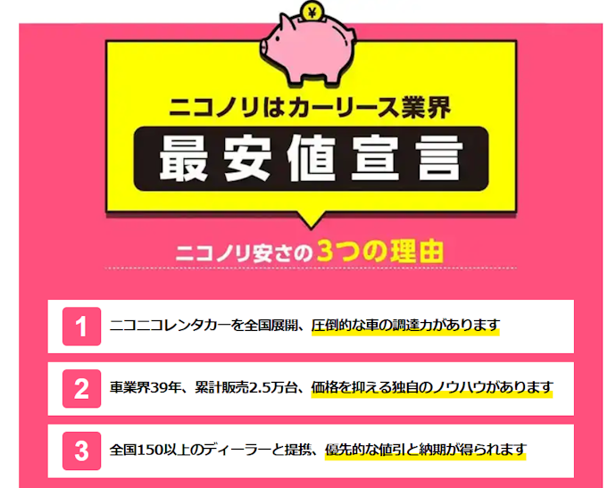 ニコニコカーリース ニコノリの気になる点は2つ!