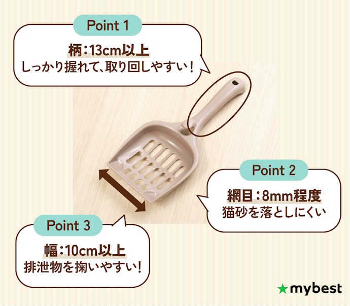 スコップは横幅と柄の長さと網目の大きさに注目しよう