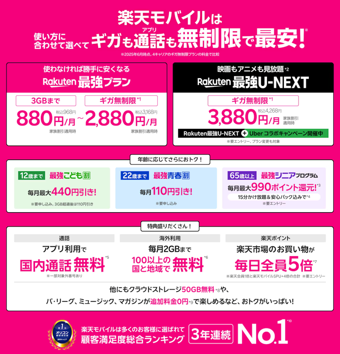 「Rakuten最強プラン」または「Rakuten最強U-NEXT」を申し込む