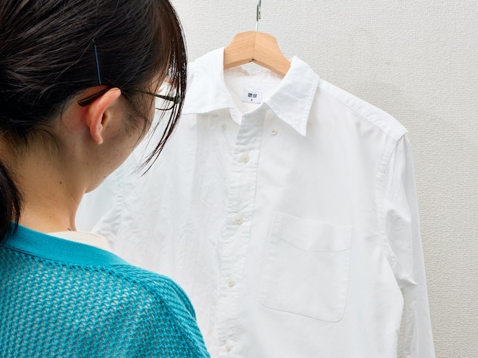細かいシワが残り仕上がりはいまひとつ。清潔感がある仕上がりとはいえない