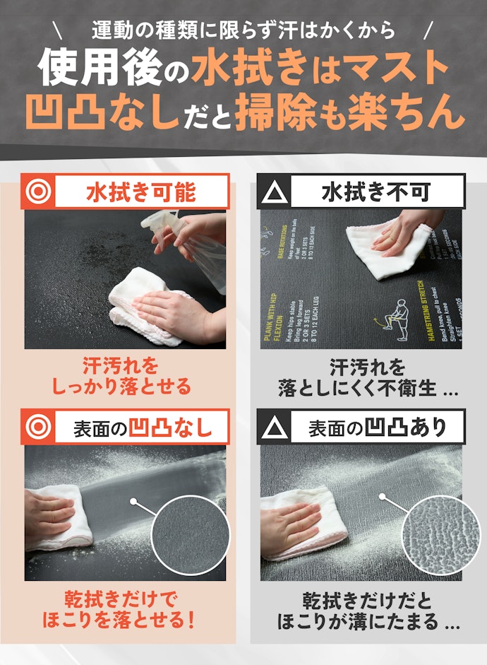 清潔に保てるポイントは、表面に凹凸なし&水拭き可能