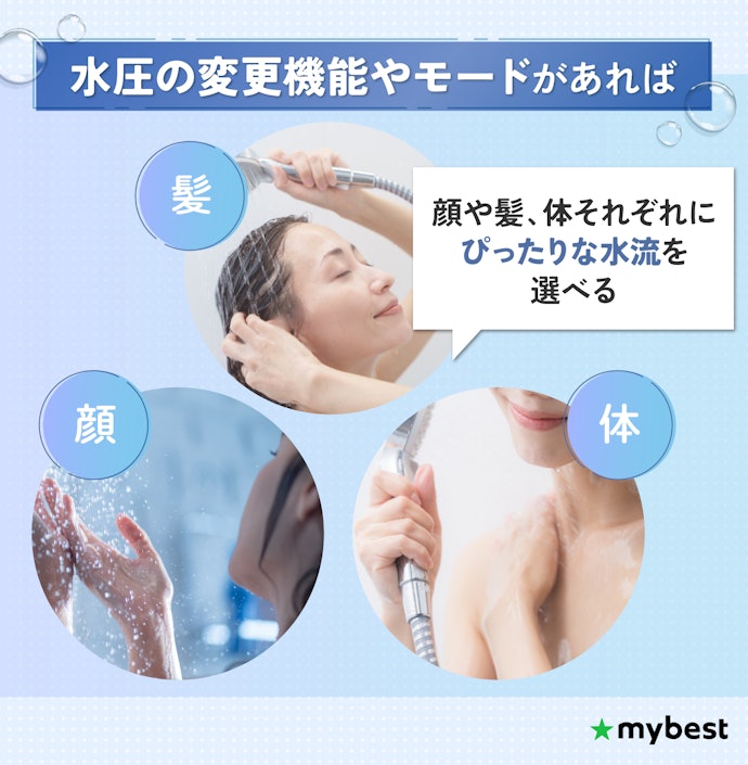 水圧の変更機能やモード数も確認しよう
