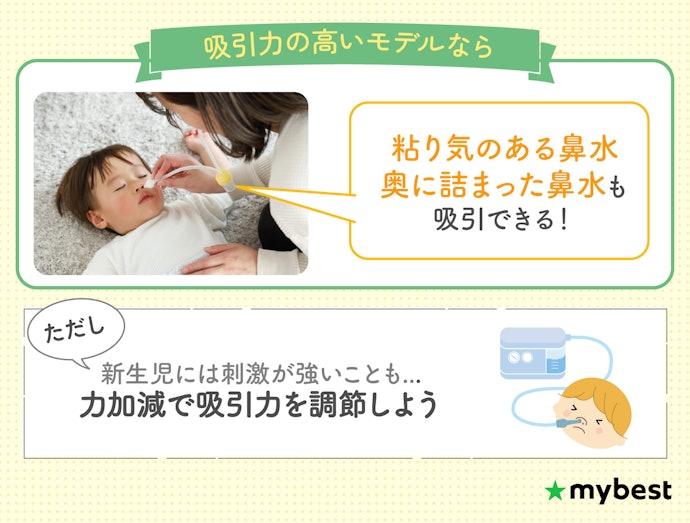 粘り気のある鼻水には、吸引力の高いモデルがおすすめ