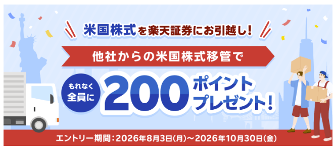 米国株式移管で全員に200ポイントがもらえる