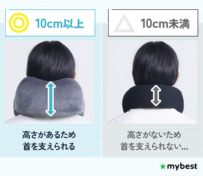 首をしっかり支えられる高さ10cm以上のものを選んで