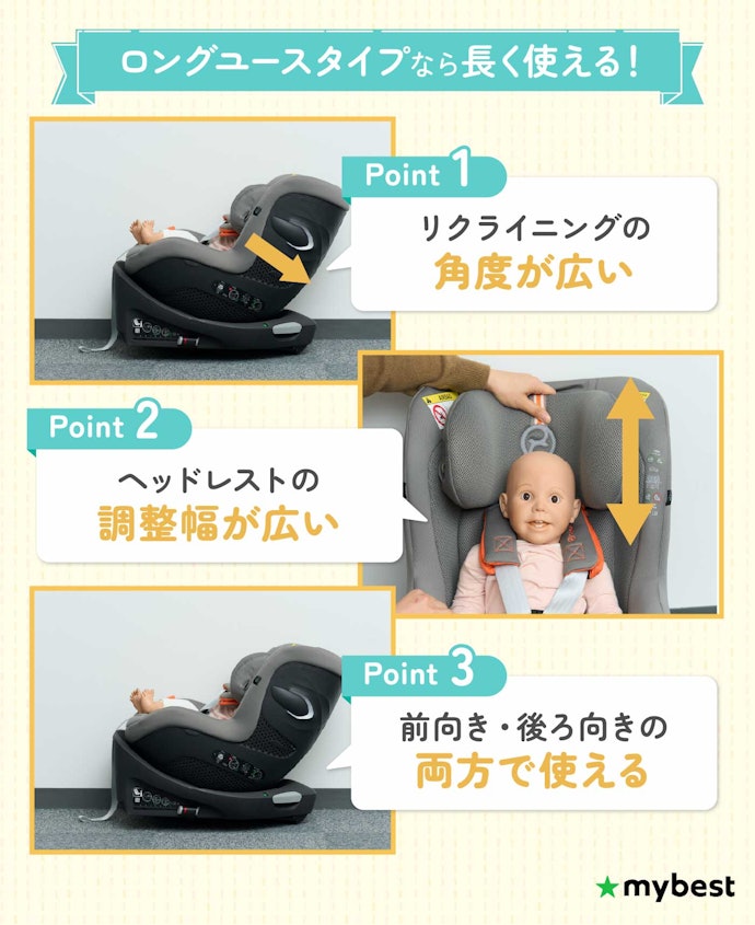 子どもの成長に応じて長く使いたいなら、ロングユースタイプをチェック