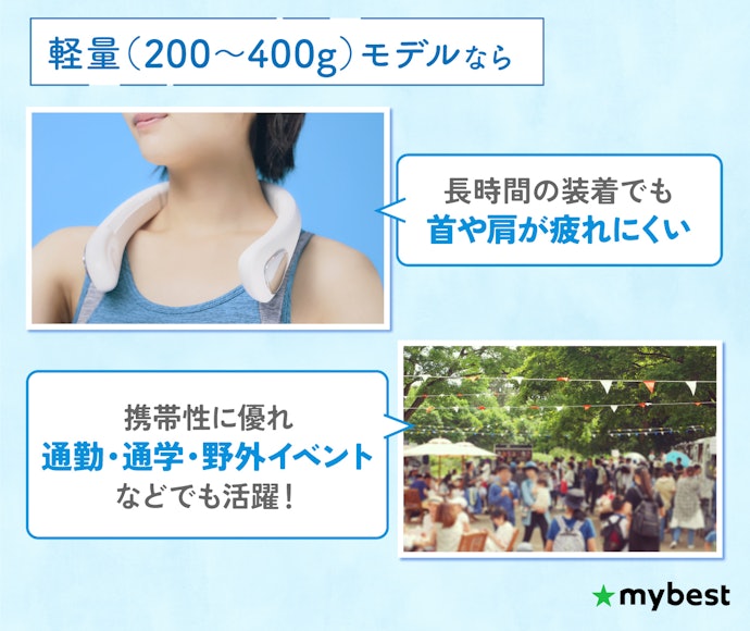 首や肩への負担を減らしたいなら重さもチェック