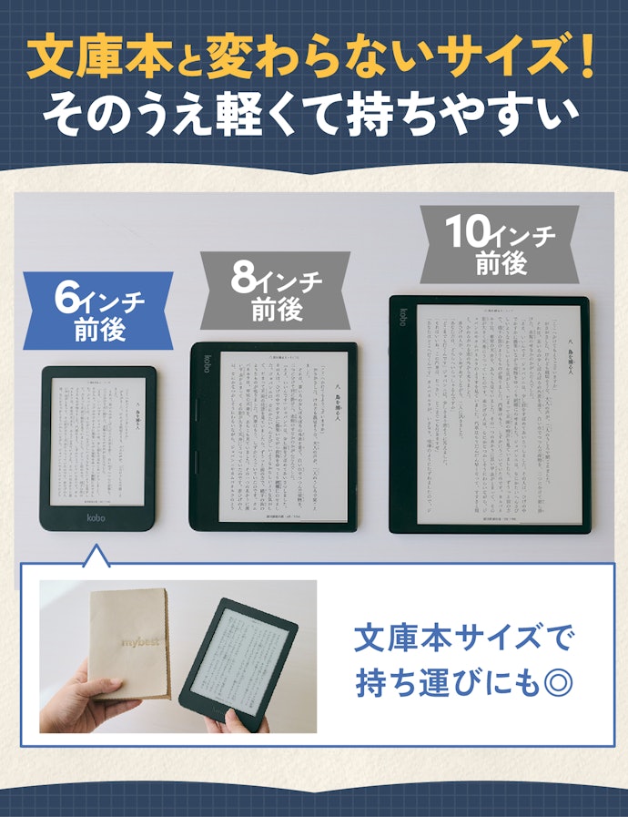 持ち運んで使うなら6インチ前後がおすすめ
