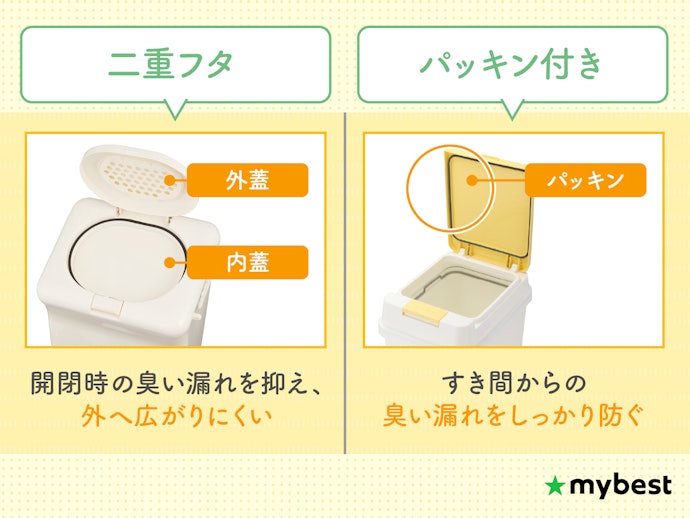 消臭・防臭性能(密閉性・消臭機能)を要チェック