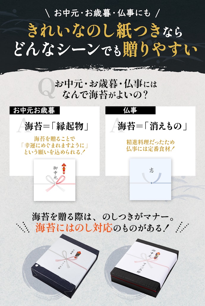 贈り物にする際はのし紙をつけられるかをチェック