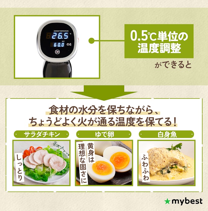 0.5℃単位で温度調節できれば幅広いレシピが作れる