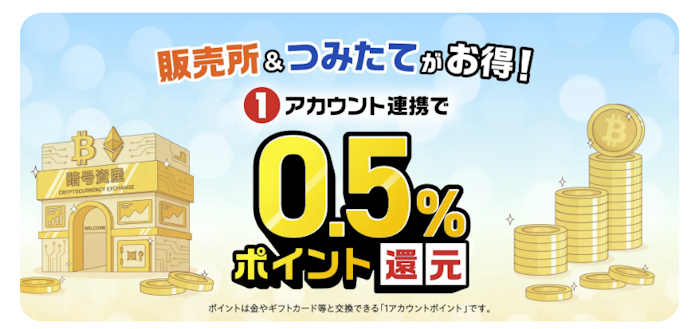 GMOコイン|口座連携と暗号資産の購入で取引金額の0.5%がポイント還元