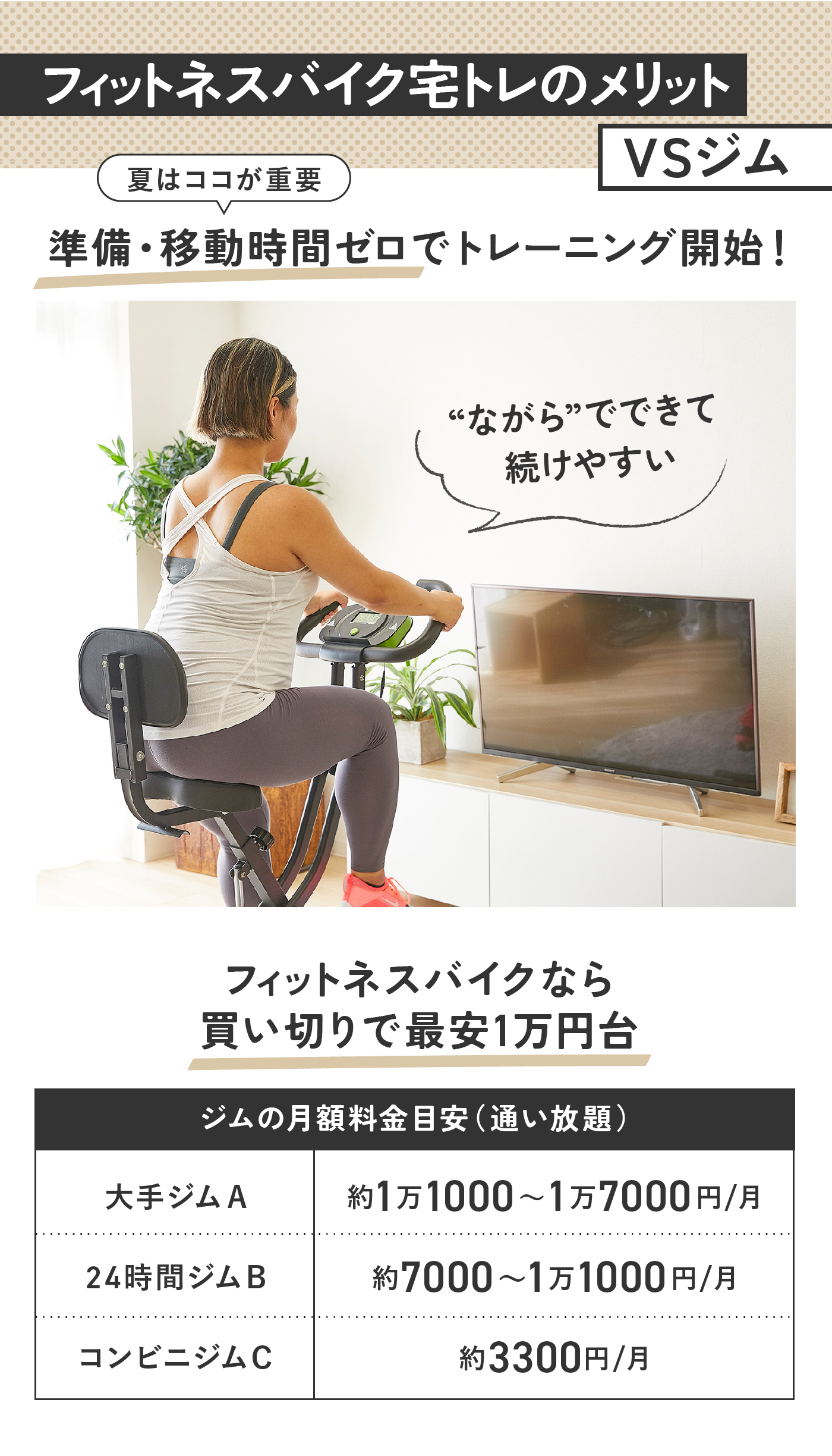 エアコンの下でながら運動！ U2万円のフィットネスバイクで