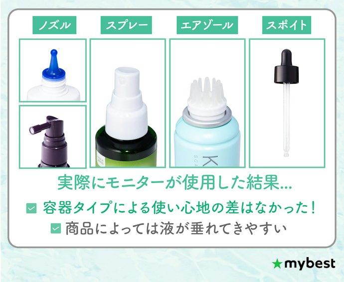 容器タイプはさまざま。使い心地は液だれのしにくさで差が出た