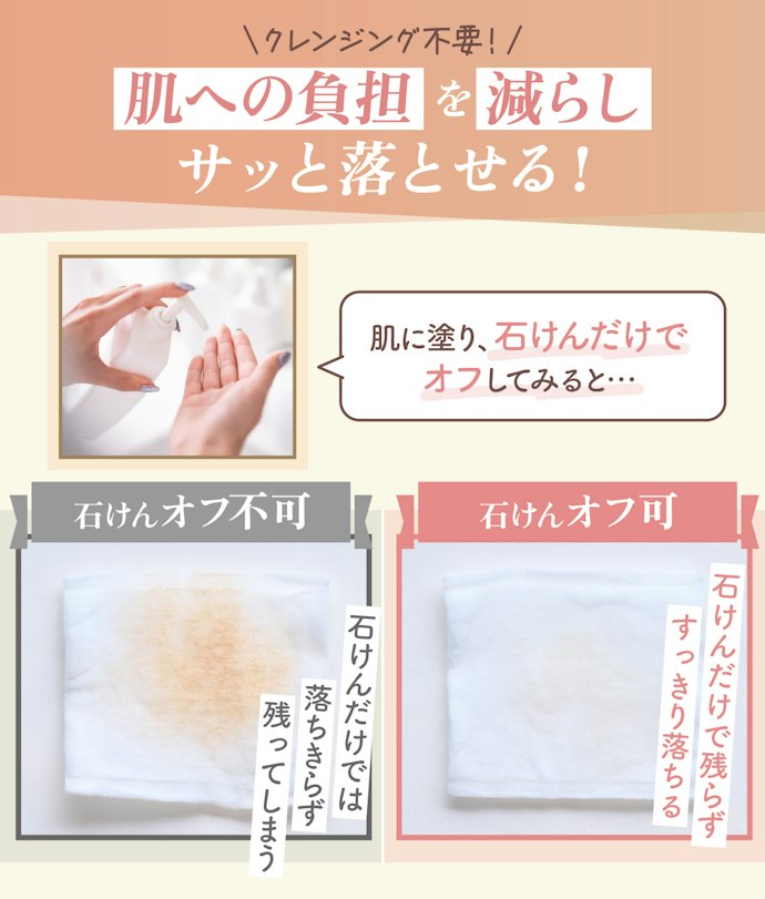 手間なく落としたい人や肌への負担が気になる人は、石けんで落ちるBBクリームを
