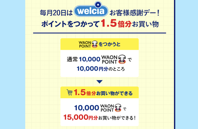 ウエル活で1.5倍の価値で使う