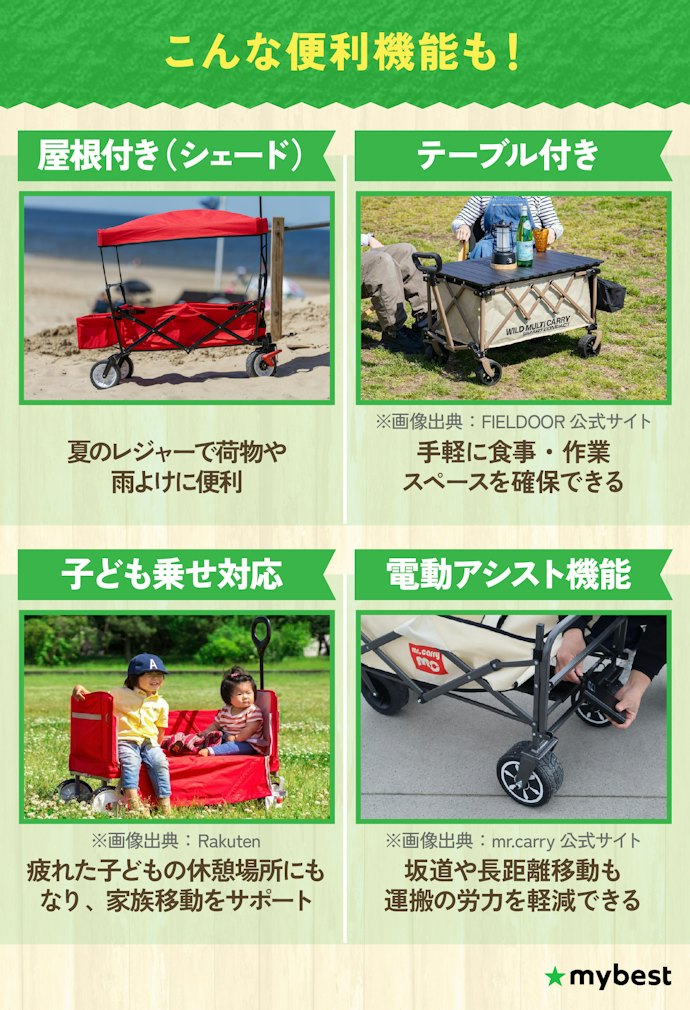 屋根付きや電動モデルなど便利機能にも注目