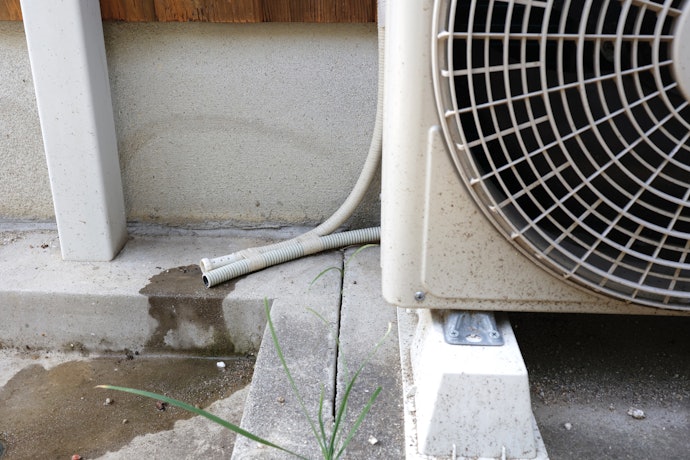 室外機のドレーンホースは掃除機やブラシを使って詰まりを解消する
