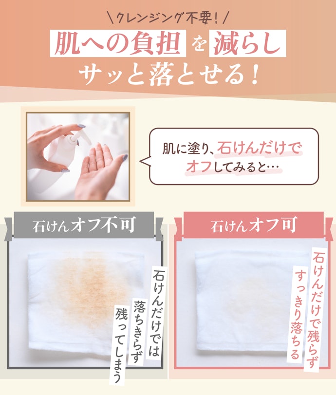 手間なく落としたい人や肌への負担が気になる人は、石けんで落ちるBBクリームを