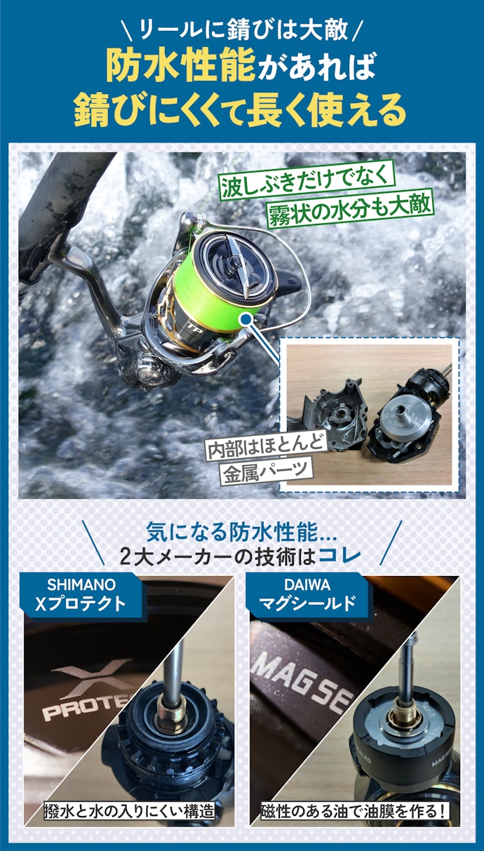 防水性能があれば錆びにくくて長く使える