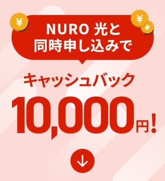 NURO光との同時申し込みで10,000円キャッシュバック