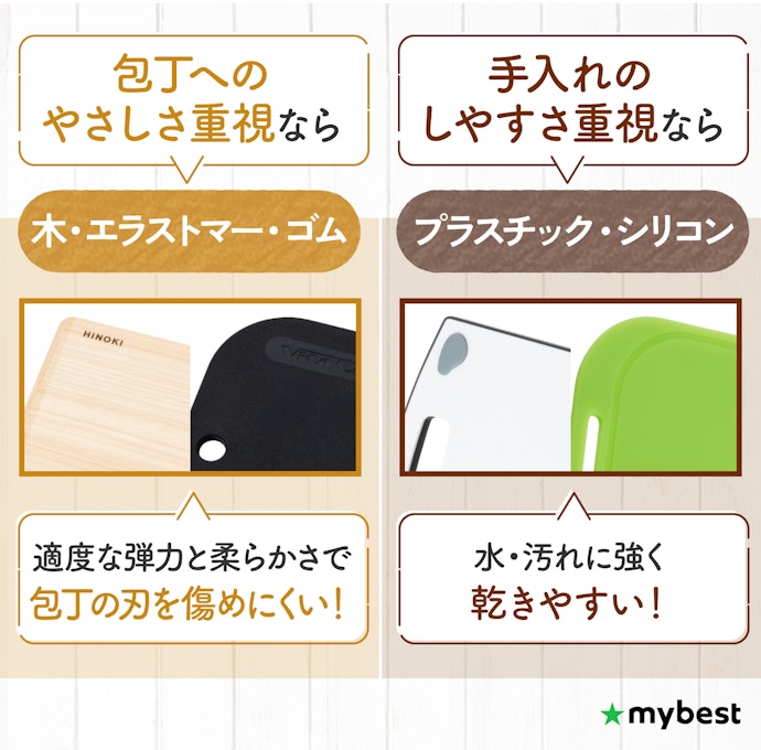 重視するポイントに合わせて素材を選ぼう