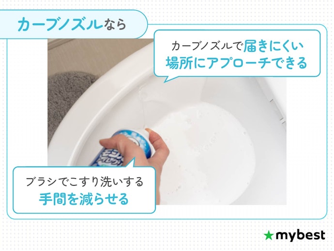 フチ裏や奥まで狙いたいなら、曲がったノズル・フチ裏対応タイプに注目しよう