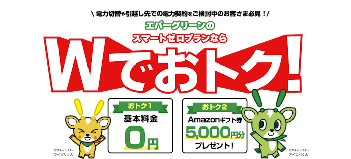 エバーグリーン|スマートゼロプランの新規契約でAmazonギフトカード5,000円分がもらえる