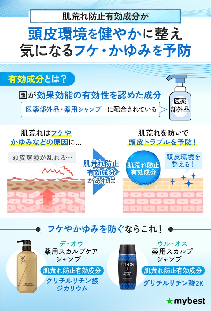 フケやかゆみが気になるなら、肌荒れ防止有効成分配合のメンズシャンプーがおすすめ