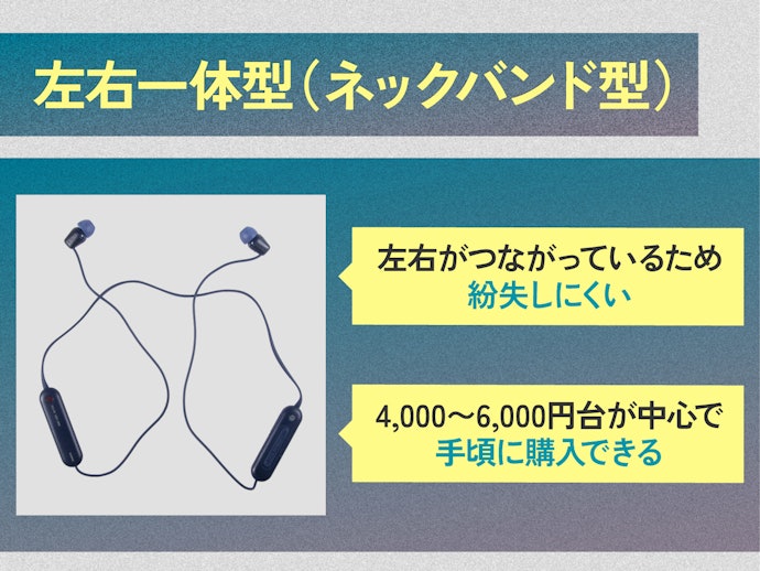 紛失が心配な人は比較的安価・無くしにくい左右一体型