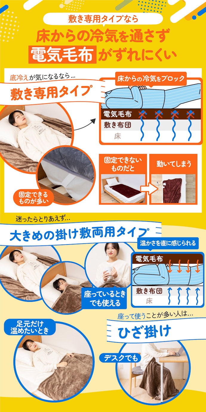 床冷えが気になるなら敷き専用タイプの電気毛布がおすすめ