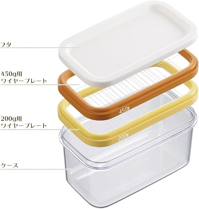サイズは200g用が一般的。大きいバターを使う人は450g用を検討