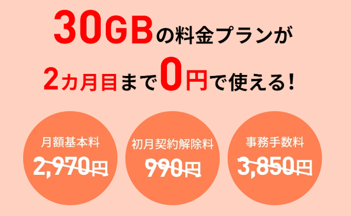 2か月間0円で使える!もちろん初期費用もなし