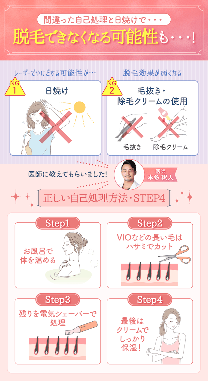 脱毛前後は自己処理方法と日焼けに注意しよう