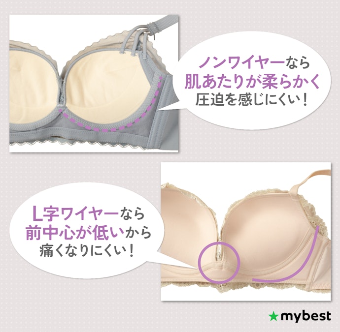 ワイヤーが苦手な人は、ノンワイヤーかL字ワイヤーがおすすめ