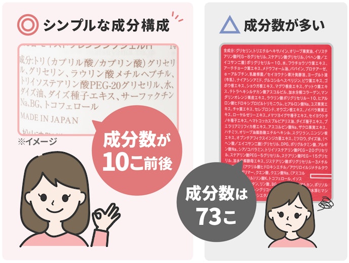 肌が敏感なときにはシンプルな構成の商品を!成分数が多すぎるものは避けて