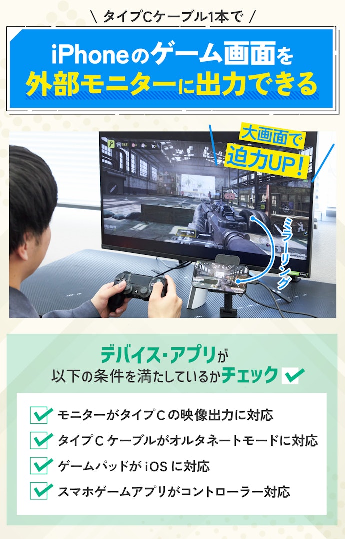 スマホゲームが大画面で楽しめる!