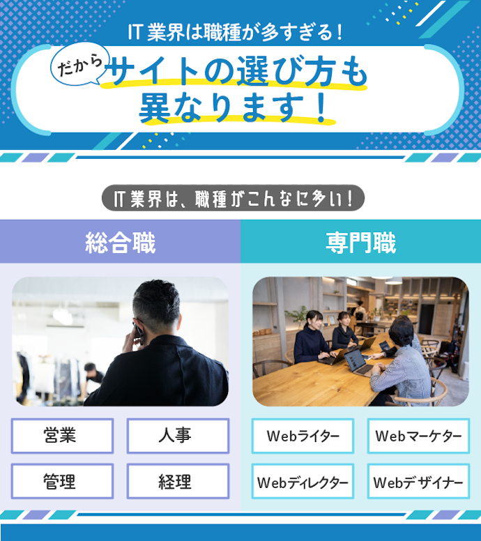 IT業界志望なら希望する職種に合った転職サイトがおすすめ