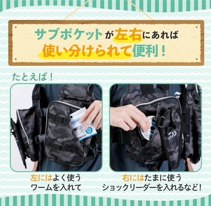 サブポケットは左右に配置されていると便利
