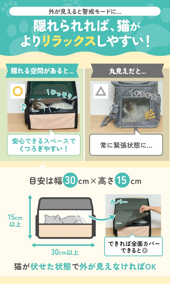 最も重視すべきは猫の快適さ。隠れられる空間があるものを選んで