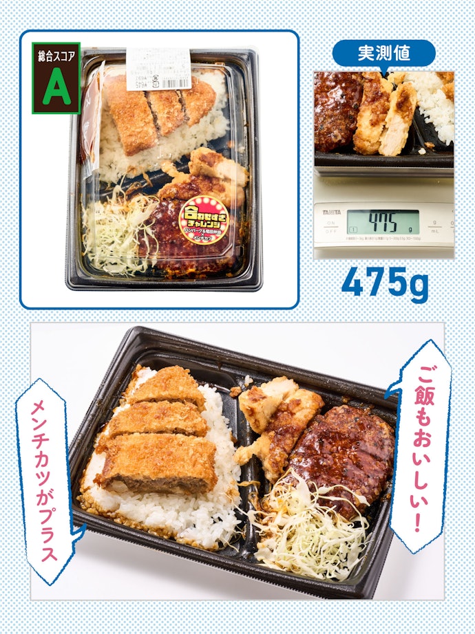 【3位】合わせすぎ!ハンバーグ&竜田×メンチ弁当(参考価格:697円)