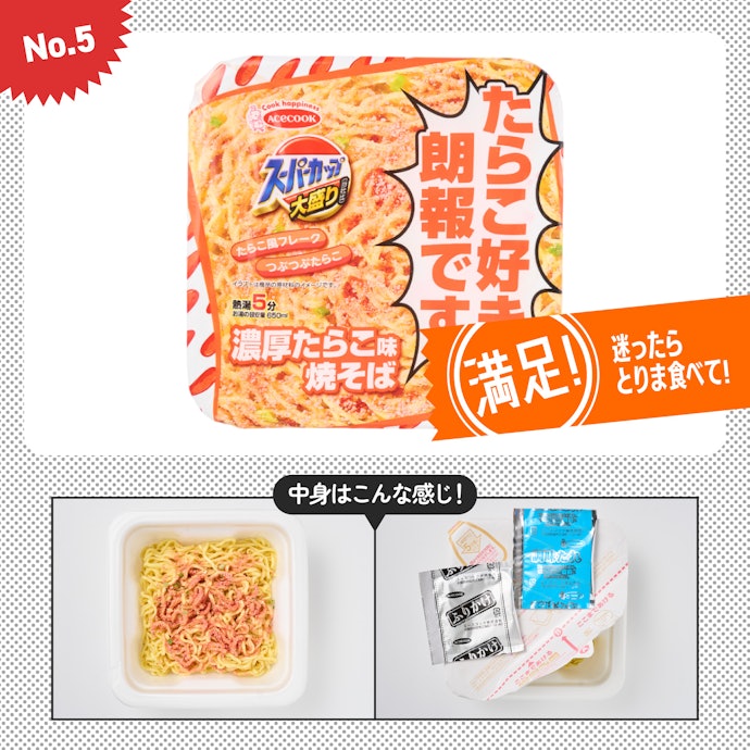 【5位】エースコック「スーパーカップ大盛り 濃厚たらこ味焼そば」(参考価格:332円)
