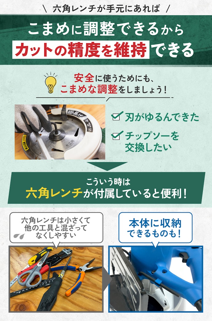 使う頻度が高いなら、六角レンチがついているものを選ぼう
