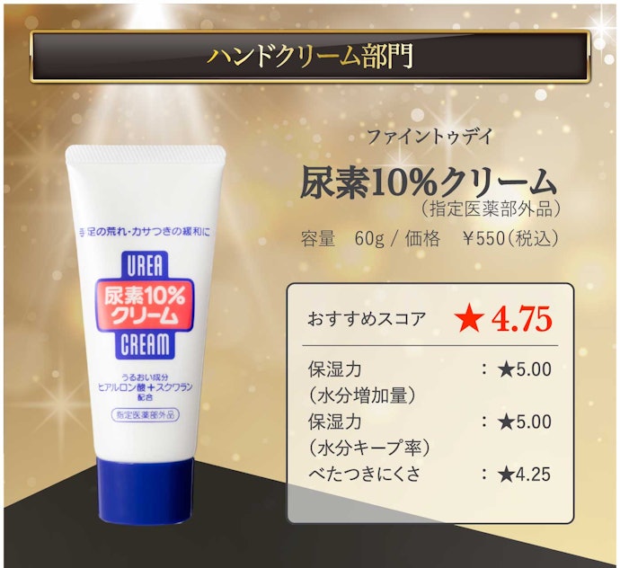 【23/ハンドクリーム】ファイントゥデイ「尿素10%クリーム(指定医薬部外品)」