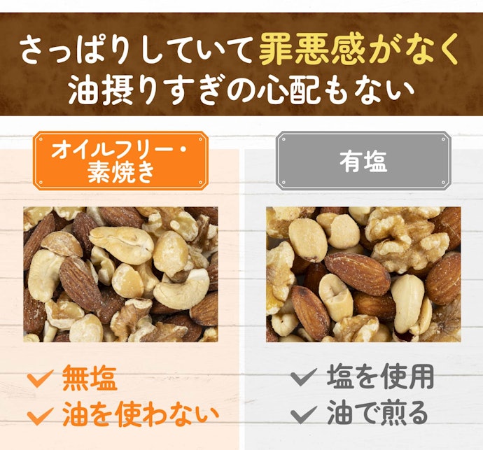 美容•健康目的なら、素焼きかつオイル不使用のものを