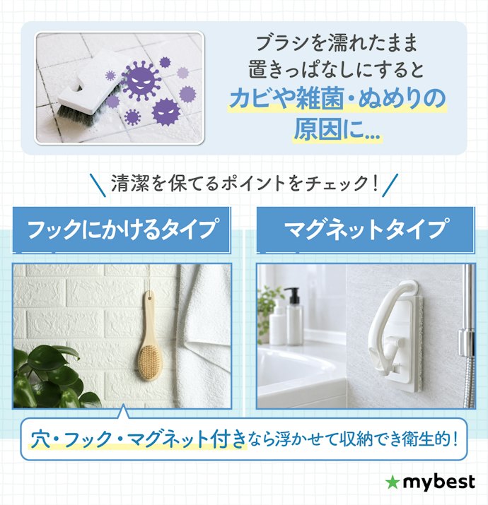 使ったあとの収納もチェック。浮かせられるものなら乾かしやすい