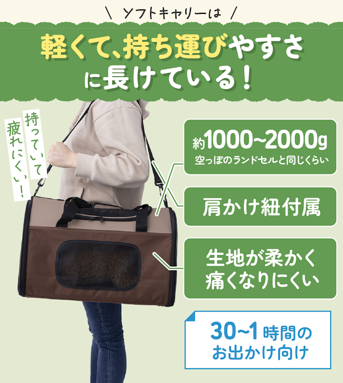 近場のお出かけに使うならソフトキャリーがおすすめ